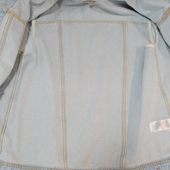 Madewell Blue Denim Oversized Trucker  Distressed Light Wash Jean Vest Small S - Picture 7 of 11